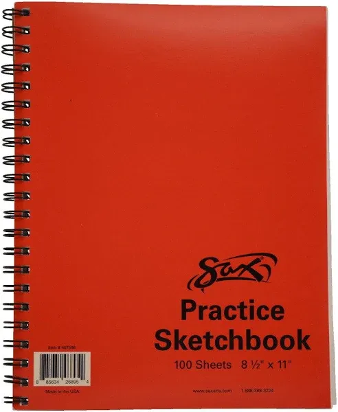 -457568 Spiralbound Practice Sketchbook - 8 1/2 x 11 inches - 100 Sheets per Pad