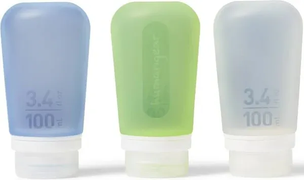 Humangear GoToob+ 2.5 oz - 3 Pack Clear/Green/Blue