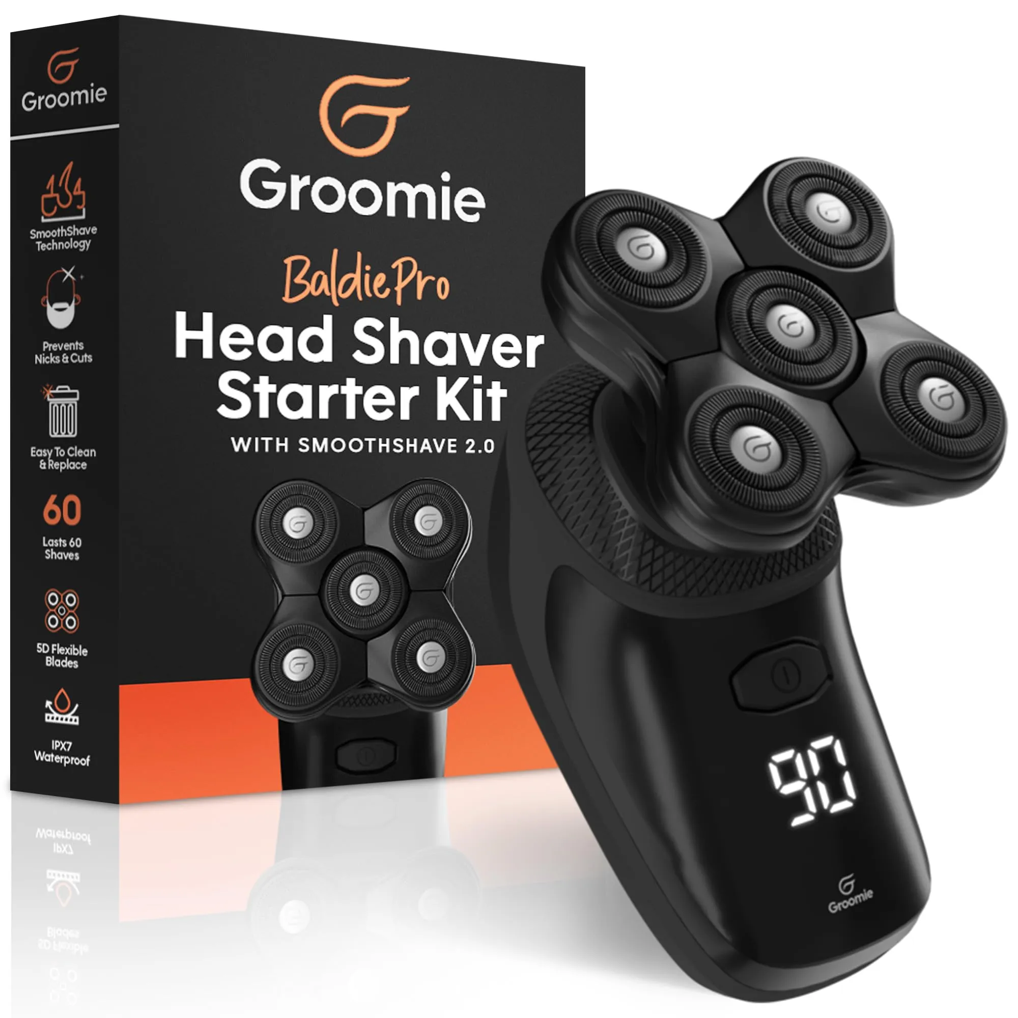 Groomie BaldiePro Head &amp; Face Shaver Starter Kit Bald Care Cordless - NEW