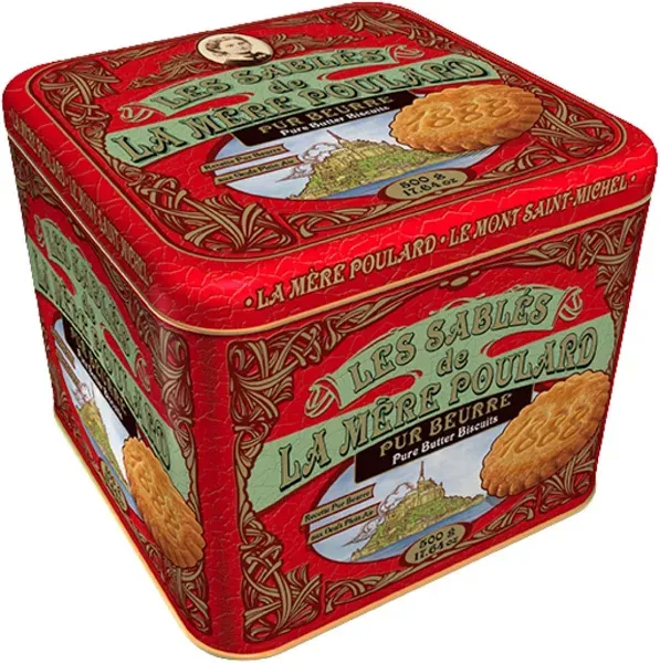 La Mere Poulard French Butter Sable Cookies in Luxury Tin, 17.6 oz