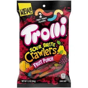 Trolli Sour Brite Crawlers Gummi Candy, Fruit Punch - 5 oz