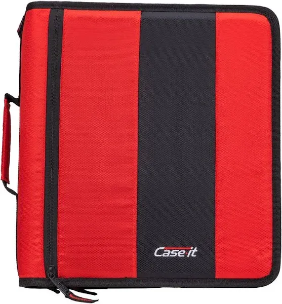 Case-it The Classic Zipper Binder - 2 inch O-Rings - Multiple Pockets - 350 Sheet Capacity - Comes with Shoulder Strap - Magenta D-251