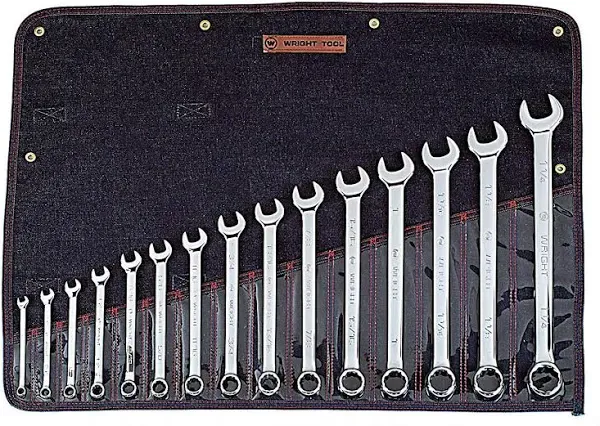 Wright Tool 915 Full Polish 12 Pt Combination Wrench Set 5/16&#034;-1-1/4&#034; -15-Piece