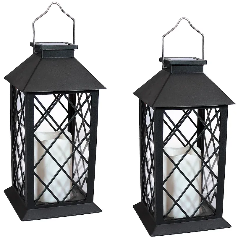 Sunnydaze Set Of 2 Concord Solar Lantern With Candle - 11"