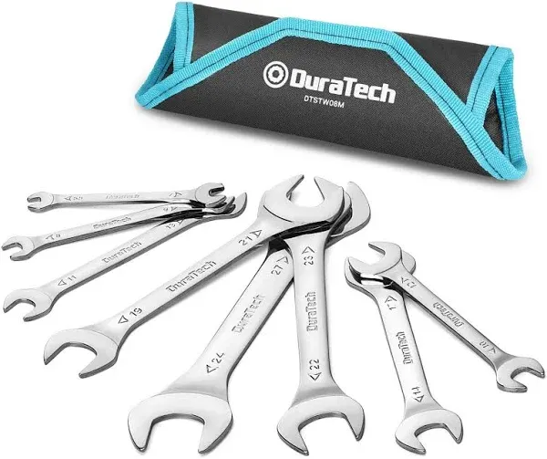 Super Thin Open End Wrench Set, Metric, 8 Piece, Slim Spanner Wrench