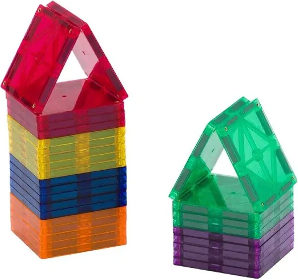 Playmags 30 Piece Squares Set: with Stronger Magnets, Super Durable Color Tiles