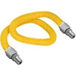 Highcraft Gas Connector Kit 60 inch Yellow Coated Stainless Steel, 5/8” OD Flexible Gas Hose Connector for Gas Range, Furnace, Stove, 3/8” MIP x 3/8”