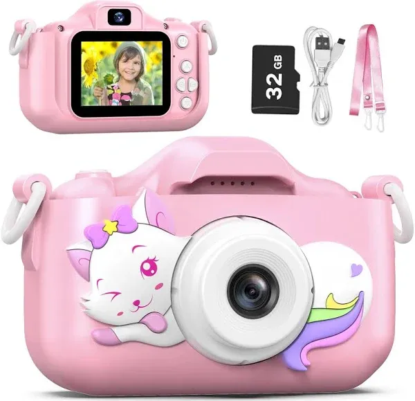 Goopow Kids Selfie Camera Toys for Girls Age 3-9 Children Digital Video 32GB