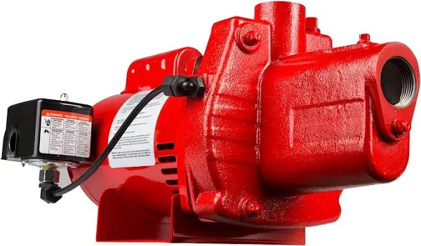 Red Lion RJS-50-PREM 1/2 HP, 12 GPM, 115/230 Volt, Premium Cast Iron Shallow Well Jet Pump, Red, 602206