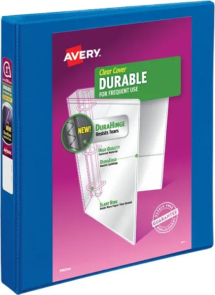 Avery� Durable Vinyl EZ-Turn Ring View Binder, 11 x 8-1/2, 1' Capacity, Blue AVE17014