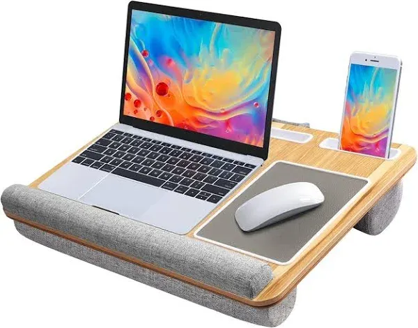 Lap Desk Fits up to 17 inches Laptop Desk, Built in Mouse Pad &amp; Wrist Pad