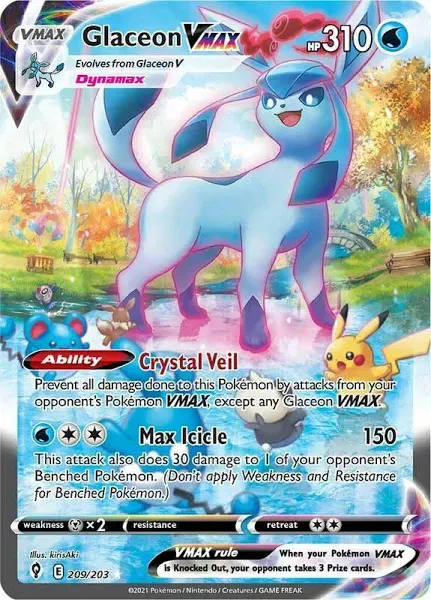 Glaceon Vmax 041/203 Evolving Skies NM Full Art Ultra Rare PokeNM 1113 #166