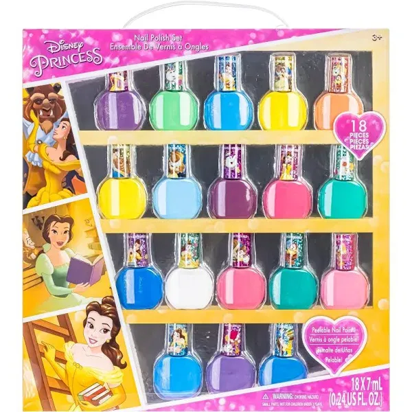 Townley Girl Disney Princess 18pcs Non-Toxic Peel-Off Nail Polish Set CASTLE