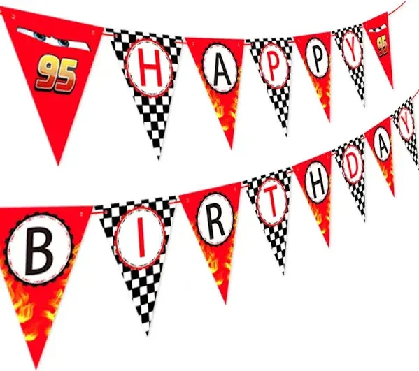 Race Car Happy Birthday Banner