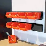 Wallmaster 8-Bin Storage Bins Garage Rack System 2-Tier Orange Tool Organizers Cube Baskets Wall Mount Organizations