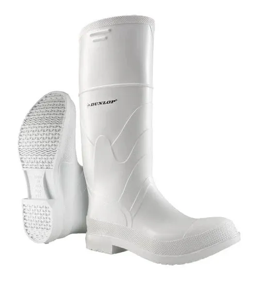 Dunlop Men's White Rubber Boots Plain Toe