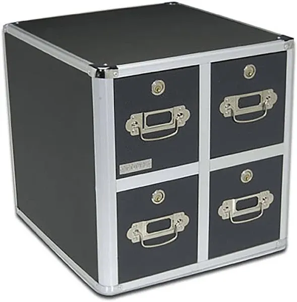 CD Case Holder - File Cabinet CD Rack w/ 4 Drawers and Key Locks, 14 x14.5x15.5