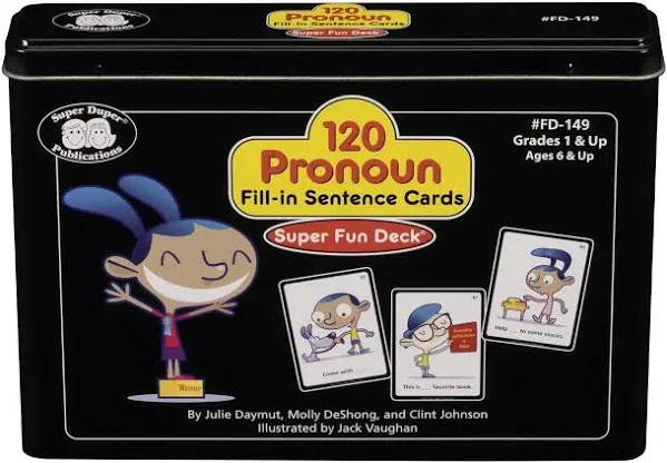 Super Duper Publications | 120 Pronoun Fill-in Sentence Fun Deck Flash Cards | Educational Learning Resource for Children