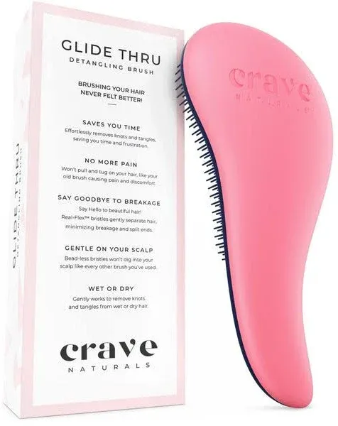 Crave Naturals Glide Thru Detangling Hair Brush for Adults & Kids Hair