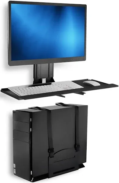 Mount-It! Monitor and Keyboard Wall Mount with CPU Holder, Height Adjustable ...