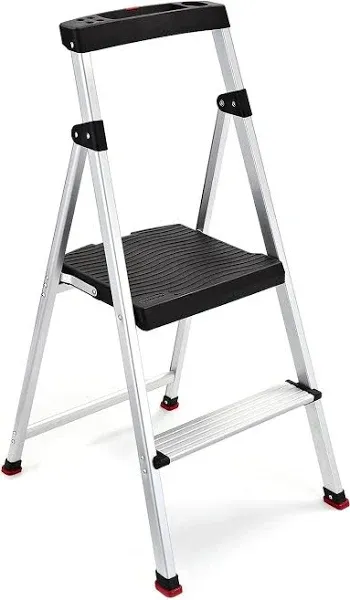 2-Step Lightweight Aluminum Foldable Step Stool Ladder Rubber-padded Feet Office