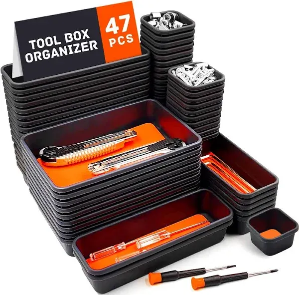 Tool Box Organizer, Tool Drawer Organizer Tray Divider, Toolbox Organization, Garage Tool Organizers and Storage, Tool Box Accessories for Rolling Tool Chest Cabinet (47PCS)