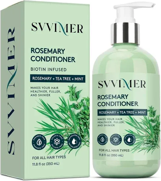 Svvimer Rosemary Hair Growth Conditioner: Thickening Moisturizing Product with Biotin for Women Men - for Damaged Dry Thinning Hair 11.8 fl.oz