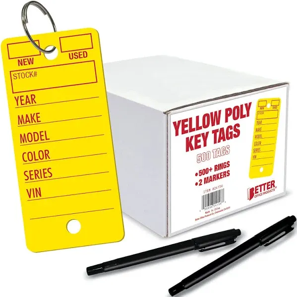 Better Office Products 500 Poly Key Tags