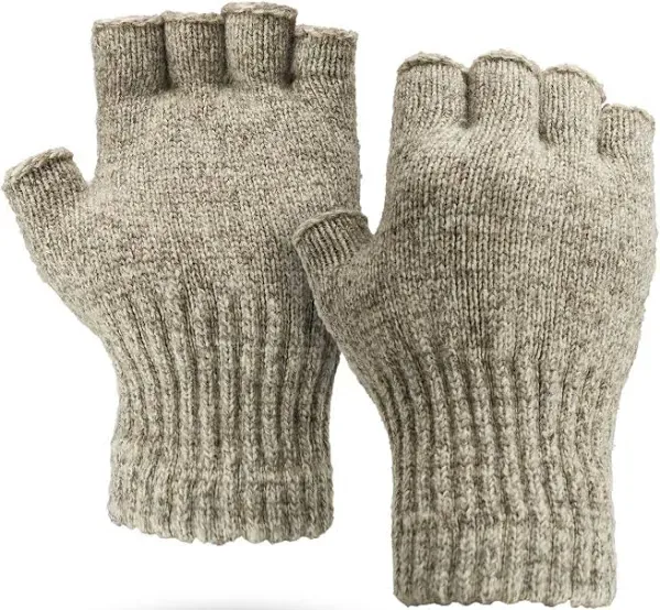 Fingerless Ragg Wool Gloves Made in the USA Style 351 (Large)