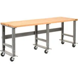 Global Industrial BB9636QAA 96x36 Mobile Adjustable Height C-Channel Leg Workbench 183179A