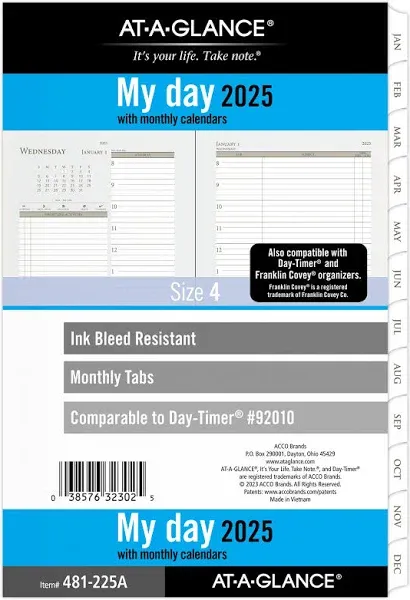 At-a-glance 2025 Daily Monthly Planner Two Page per Day Refill loose-leaf Desk