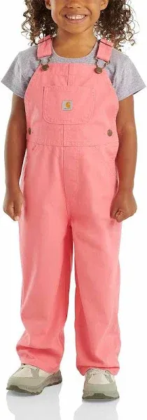 Carhartt Girls Flannel Lined Canvas Overalls Size 3T OX9713-G PINK NWT