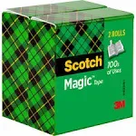 Scotch Magic Tape 3/4" x 2592" 3" Core 2/Pack