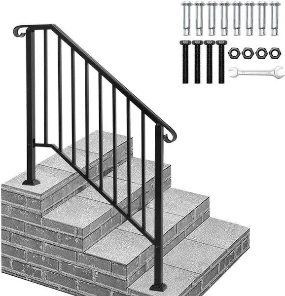 Transitional Handrail Stair Railing Fits 3-Step Iron Rail Kit