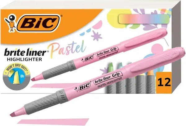 BIC GBLDP61AST ChiselTipBrite<wbr/>LinerGripPocke<wbr/>t Highlighter - Assorted (6/Pack) New