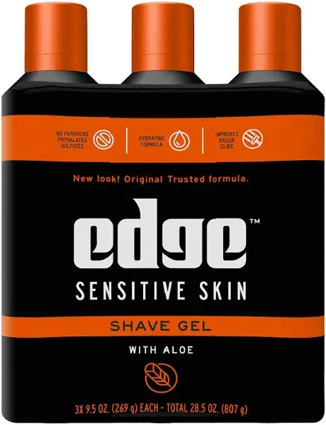 Edge Shaving Gel for Men, Sensitive Skin with Aloe, 7oz (3PK) - Shaving Gel For