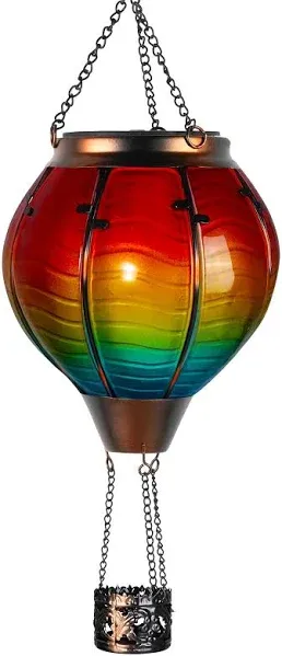 pearlstar Hot Air Balloon Solar Lantern with Flickering Flame Light Outdoor Solar Hanging Lights Waterproof for Garden Yard Farmhouse Patio Pathway