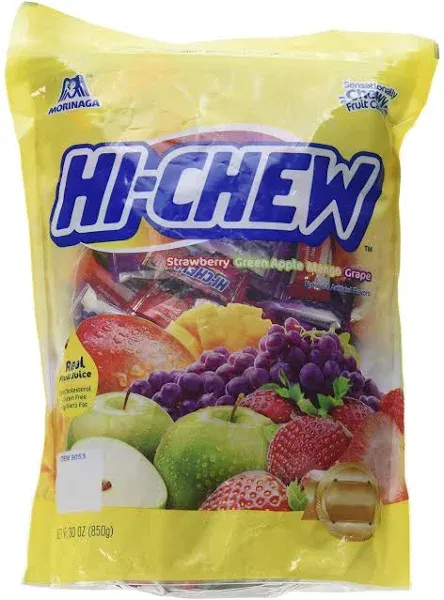 Morinaga Hi -Chew Assorted Flavored Individually Wrapped Fruit Chews Mango Grape Strawberry