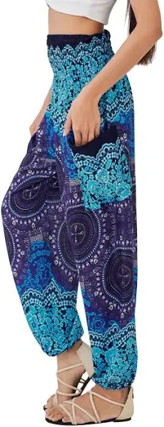 Joob Joob Womens Flowy Boho Pants Harem Loose Yoga Pants Casual Bohemian Hippie Pajama Lounge Comfy Elephant Pajama Pants Onyx, Onyx