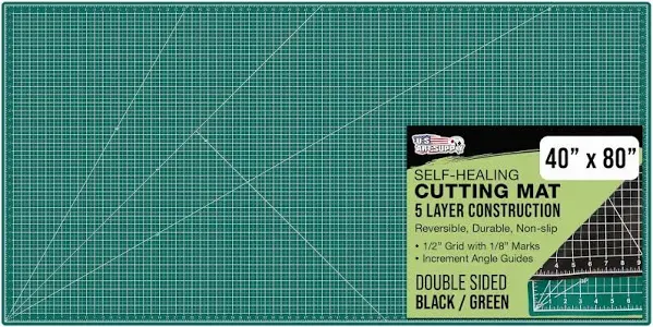 40" x 80" Green/Black Self Healing 5-Ply Double Sided Durable PVC Cutting