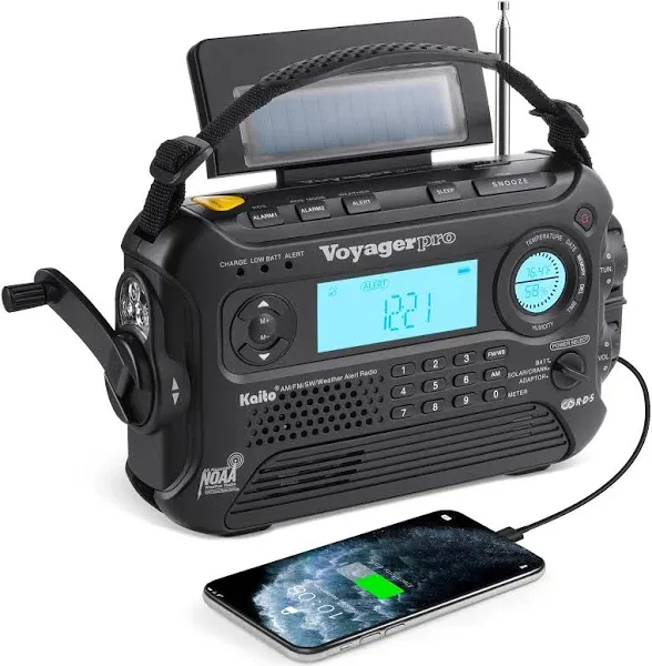 Kaito Voyager Pro Ka600 Digital Solar Dynamo,Wind Up,Dynamo Cranking Am/fm/lw/sw