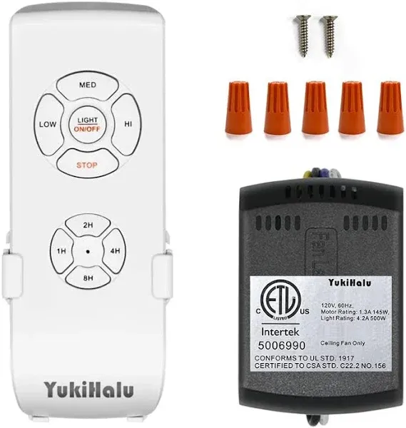 YukiHalu Small Size Universal Ceiling Fan Remote Control kit, ETL&amp;FCC Listed,...