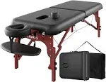 Cloris 84" Professional Massage Table Portable 2 Folding Lightweight Facial Salon Spa Tattoo Bed Height Adjustable with Carrying Bag & Wooden Leg