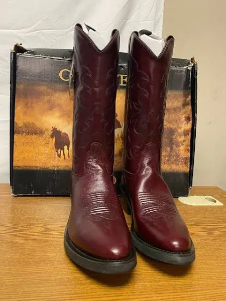 Old West Black Cherry Mens Cowboy Work Boot - Flyclothing LLC