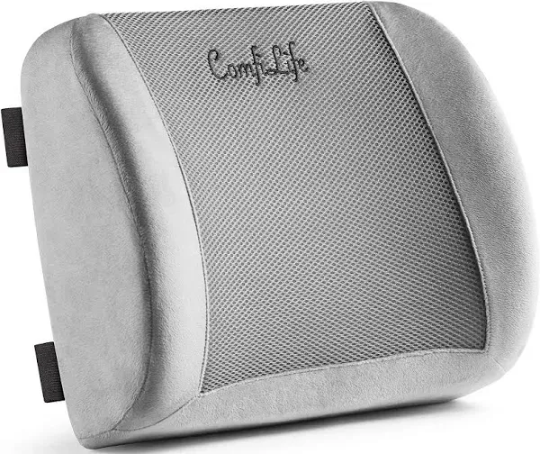 ComfiLife Lumbar Support Back Pillow Office Chair and Car Seat Cushion - Memory Foam with Adjustable Strap and Breathable 3D