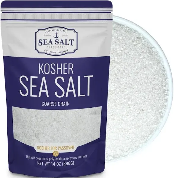 Sea Salt Superstore Kosher Sea Salt Coarse Grain Kosher Salt Replacement for Table Salt