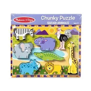 Melissa &amp; Doug Chunky Puzzle Safari Animals Brand New Ages 2+ 