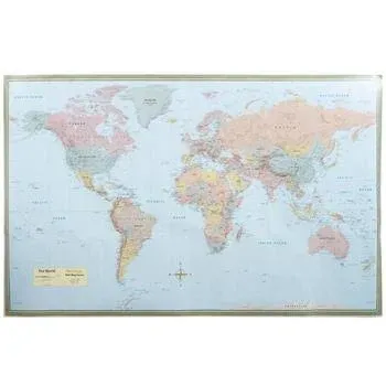 World Map Laminated Poster, 50" x 32"