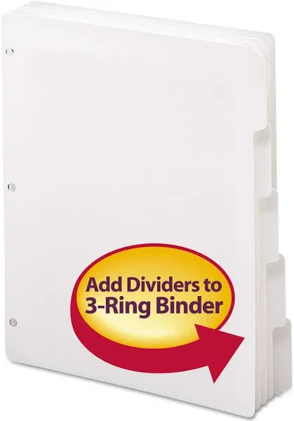 Smead 3-Ring Binder Index Dividers, 5-Tab, 11&#034; x 8 1/2&#034;, White, 20-Pack