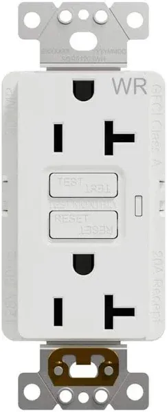 Square D X Series 20 Amp 125-Volt Outdoor Tamper Resistant GFCI Duplex outlet Decorator Receptacle Back Wire Clamps SQR51203WH